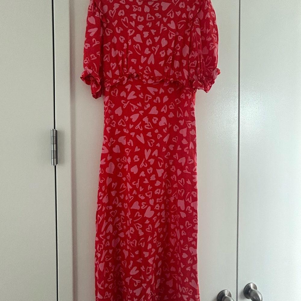 Chic Red Heart Pattern Maxi Dress